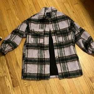 Lilac Purple and Hunter Green Plaid Shaket Size Small